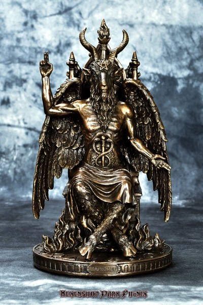 Hexenshop Dark Phönix Baphomet auf Thron Figur